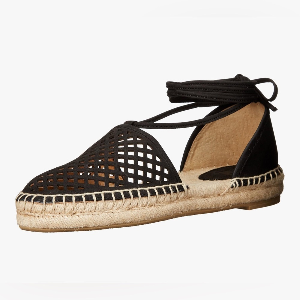 Frye Lace-Up Black Leather Espadrilles 9